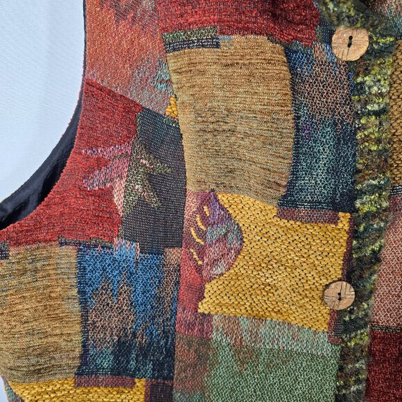BETS by Canvasbacks Lined Patchwork Design Vest Size XL Wood Buttons USA (MM-3) - Picture 13 of 14